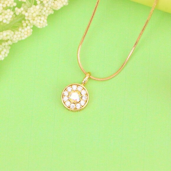 "Satin White Center Pendant with Crystal Halo Rose Gold Charm, XPPT1594 - Picture 3 of 13